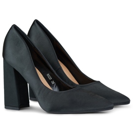 Kvinders satin sorte højhælede pumps