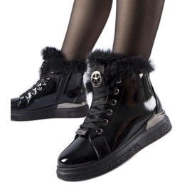 Sorte sneakers foret med Lubriano-pels