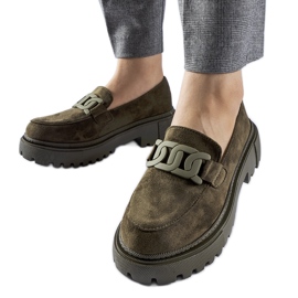 Grønne loafers med tyk sål fra Seborg