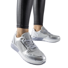 Grå sneakers med pyntetråd fra Facondo sølv