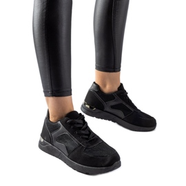 Sorte sneakers lavet af Gallo kombinerede materialer
