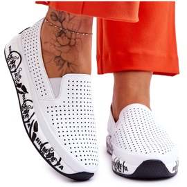 S.Barski Læder Openwork Slip-On Sneakers Hvid Gedra