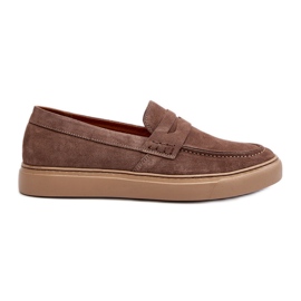 Zazoo 1574 Ruskind Loafers til mænd, mørk beige