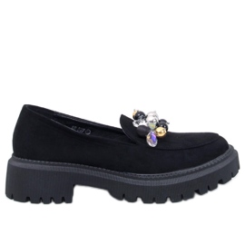 Dollin Black platform loafers med krystaller sort