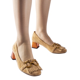 Beige højhælede Basso pumps
