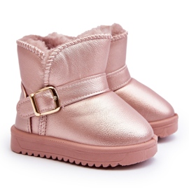 Øko lædersnestøvler til børn med rem, Pink Orinor lyserød