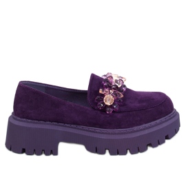 Heidi Purple krystal loafers violet