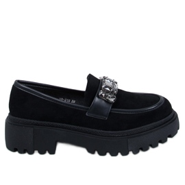 Keters Sorte platform loafers med sten