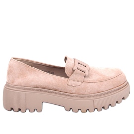 Leena Khaki platform loafers med spænde beige