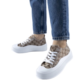 Brune sneakers dekoreret med Cavi-monogrammet beige