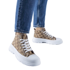 Brune sneakers dekoreret med Terenzio-monogrammet beige