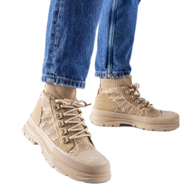 Beige high-top stof sneakers fra Casalma