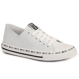 Lave øko gennembrudte sneakers i læder, hvide Big Star FF274024