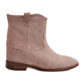 Zazoo 2326 Slip-On ankelstøvler i ruskind til kvinder, beige