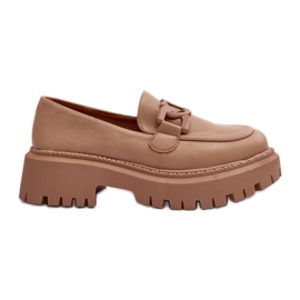 Chunky kvinders mokkasiner med en kæde Beige Dataia