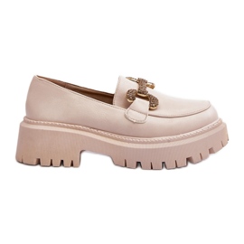 Damemokkasiner med dekoration, lys beige gargi