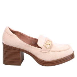 Corinai Beige højhælede loafers
