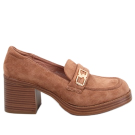 Corinai Brown højhælede loafers beige