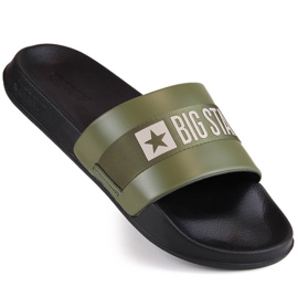 Herre khaki økologiske læder flip-flops Big Star LL174458 grøn