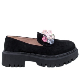 Platform mokkasiner med sten af ​​Stefani Black sort