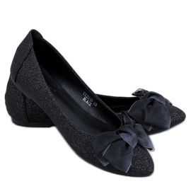 Elegante Betzi Black glitter ballerinaer sort