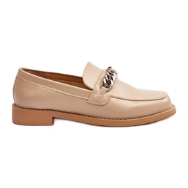 Dame Eco Læder Loafers med kæde, Beige Nohlies