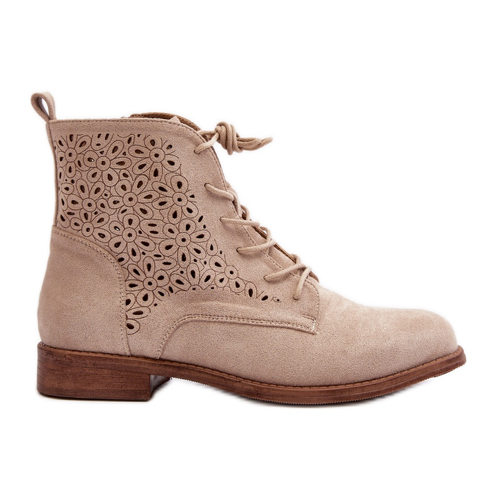 S.barski HY66-136 Ankelstøvler til kvinder med mønster, lys beige