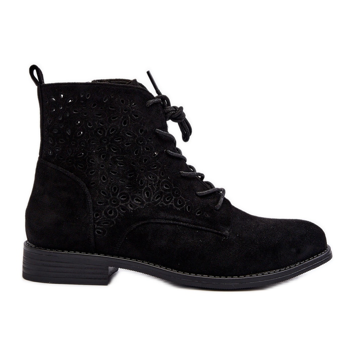 S.barski HY66-136 Ankelstøvler til kvinder med mønster, sort