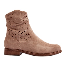 S.barski HY66-135 Damestøvler på flade hæle Beige