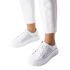 Hvide sneakers med patch-indlæg