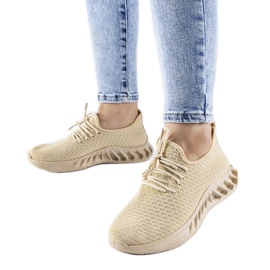 Beige sneakers i stof fra Derek