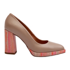 Laura Messi 2746 beige højhælede pumper