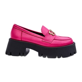 Zazoo 20164 Loafers til kvinder lavet af naturligt læder Fuchsia lyserød