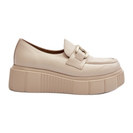 Zazoo 20101 Moderigtige platformssko i læder, lys beige