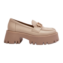 Zazoo 20164 Loafers til kvinder lavet af naturligt læder, beige