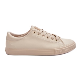 Klassiske sneakers i læderbund til kvinder Beige Misima