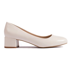 Lavhælede pumps til kvinder, lys beige