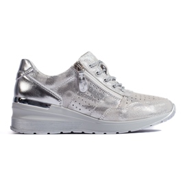 Sølv læder wedge sneakers