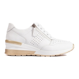 Sneakers med kile i læder i hvid