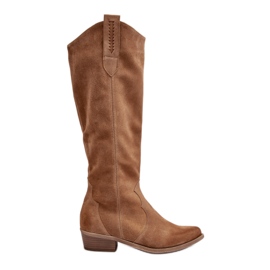 Zazoo 3427 Cowboystøvler i ruskind til kvinder, beige