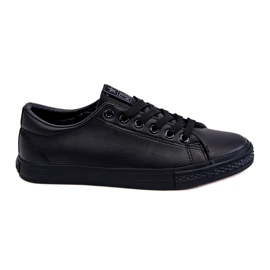 News Kvinders læder bundet klassiske sorte sneakers