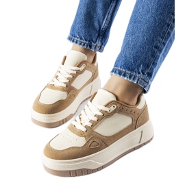 Beige og hvide Pomona platform sneakers