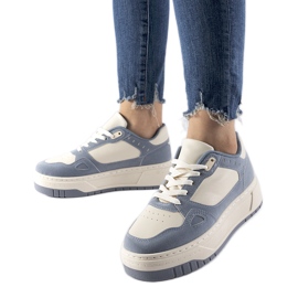 Blå og hvide Pomona platform sneakers