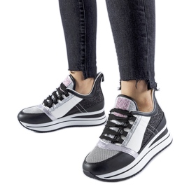 Sorte glitter sneakers på Marce platformen