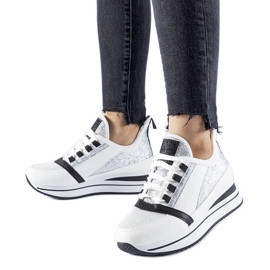 Hvide glitter sneakers på Marce platformen