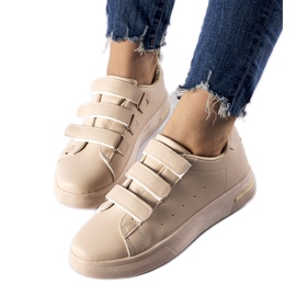 Beige sneakers med velcrolukning fra Paré