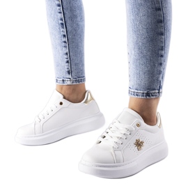 Hvide sneakers med Fairfax applikation af zirkon