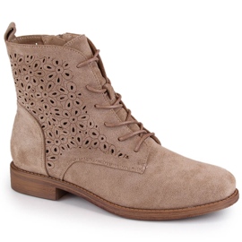 Gennembrudte ruskindsstøvler, beige S.Barski HY66-136