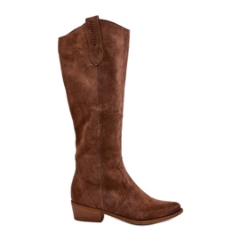 Zazoo 3427 Cowboystøvler i ruskind til kvinder, brune