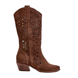 Zazoo 3396 Ruskind gennembrudt mid-calf støvler Brun